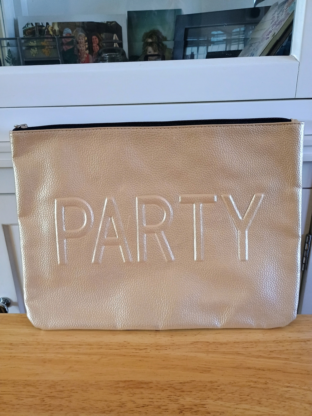 Gold 'PARTY' Zipper Pouch - Metallic Party Accessory